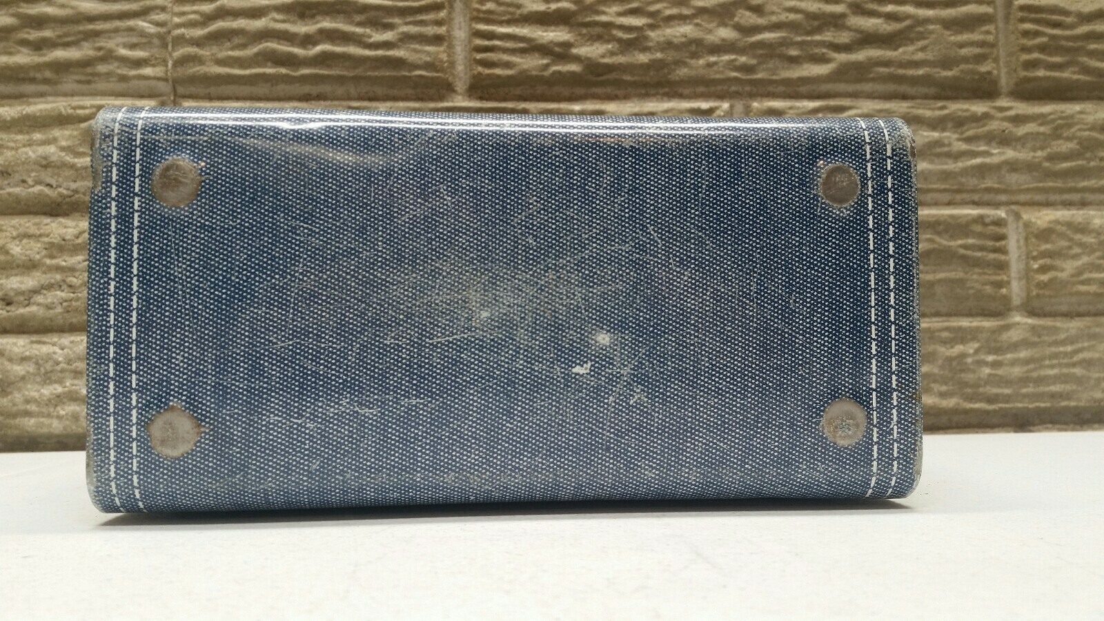 Old Vintage DOG DENIM JEANS METAL DOME LUNCH BOX WITH THERMOS BY ALADDIN