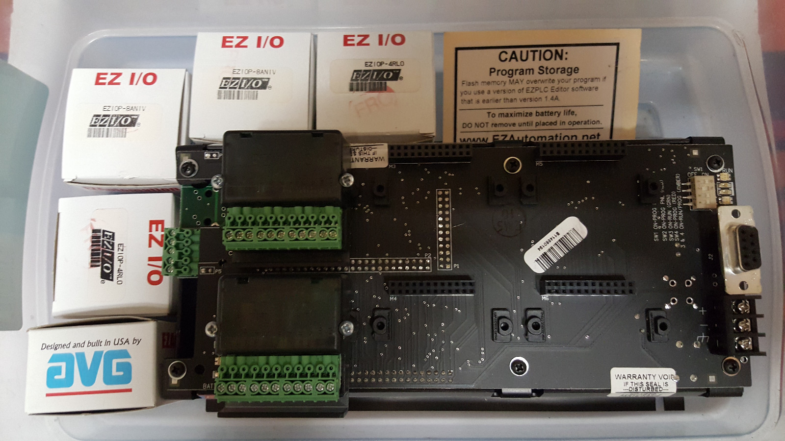 PLC with 5 I/O modules. EZ Automation model EZPLCP-D-48