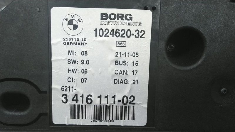 Instruments De Bord Bmw X3 (E83) Suv 2.0 16v (N46-B20b) 2006 62113416111/3416111