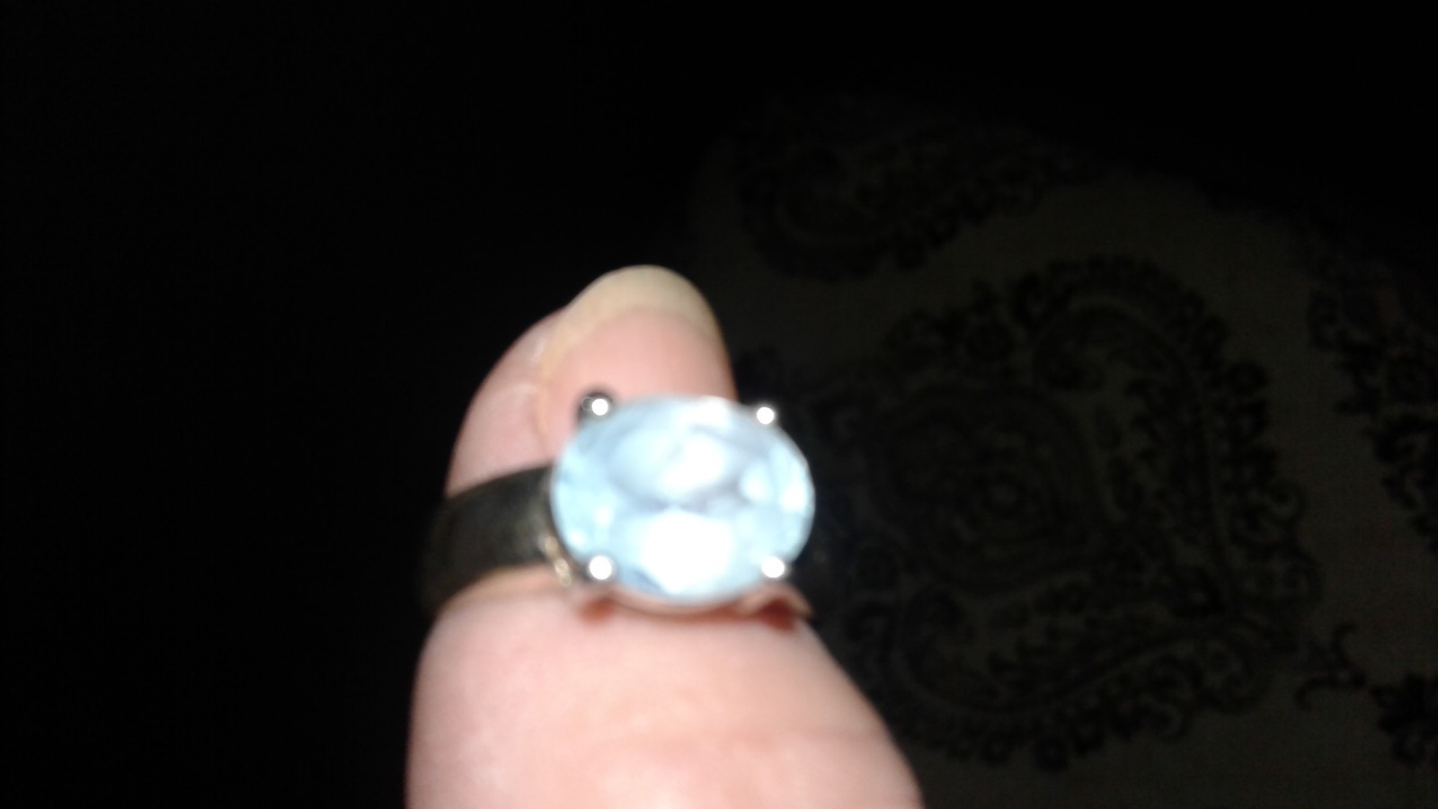 thick classy chic Sterling silver ring sz.6.5 Aquamarine