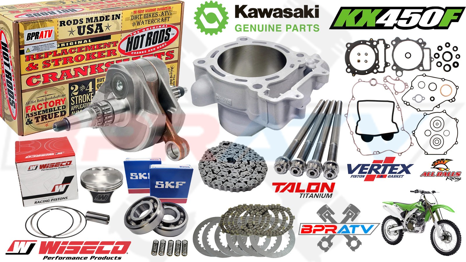 07-08 KX450F KX 450F OEM CYLINDER Complete Top Bottom Motor Engine Rebuild Kit