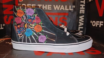 Vans Men's 12 Sk8-Hi Dia De Los Muertos Day of the Dead -Glow in the Dark S 