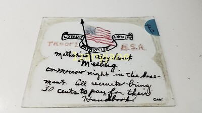 SLC Glass Magic Lantern Slide Photo TROOP 1 BSA METHODIST BOY SCOUT MEETING
