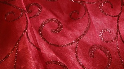 CHRISTMAS TREE SKIRT or Tablecloth All Red w/ Glitter Pattern  46