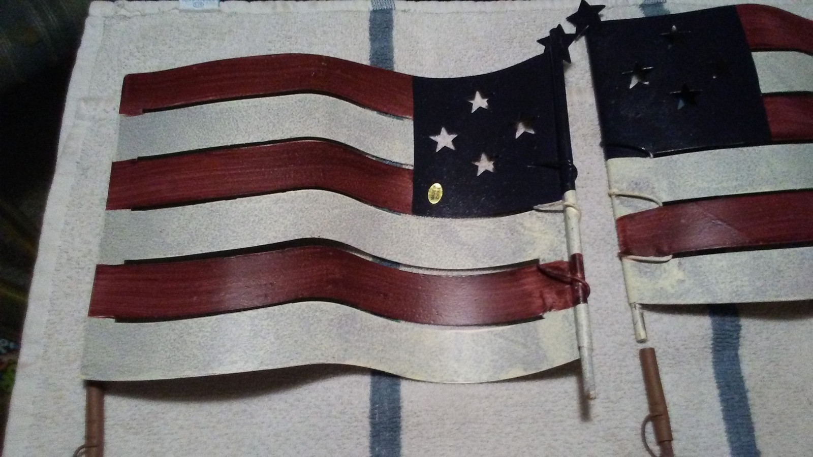 Patriotic Rustic Metal Painted Flag Yard Stakes 37