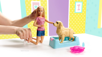 Barbie Newborn Pups Doll & Pets Playset, Pet Dog Gives Birth To Puppies