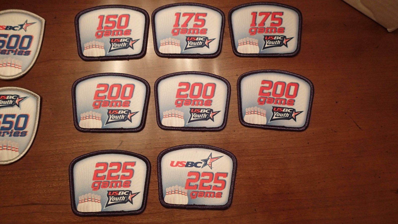YBA, YABA, USBC Youth Bowling Patches - 150, 175, 200, 225 Game, 500, 550 Series