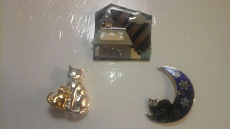 Lot of 3  Cat Theme Fashion Jewelry Brooch/Pin by Lucinda