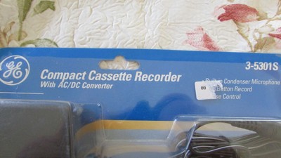 Vintage GE Compact Cassette Recorder with AC/DC Converter Model 3-5301S NIP