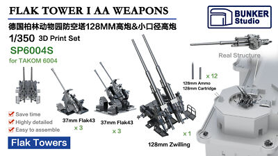 Bunker Studio Sp6004s 1/350 Zoo Anti-Aircraft Gun Set (for TAKOM 6004)