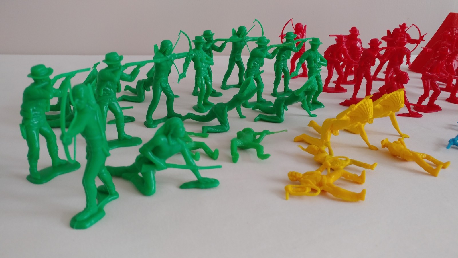 Vintage set of Cowboys and Indians includes tepee and different colored figures