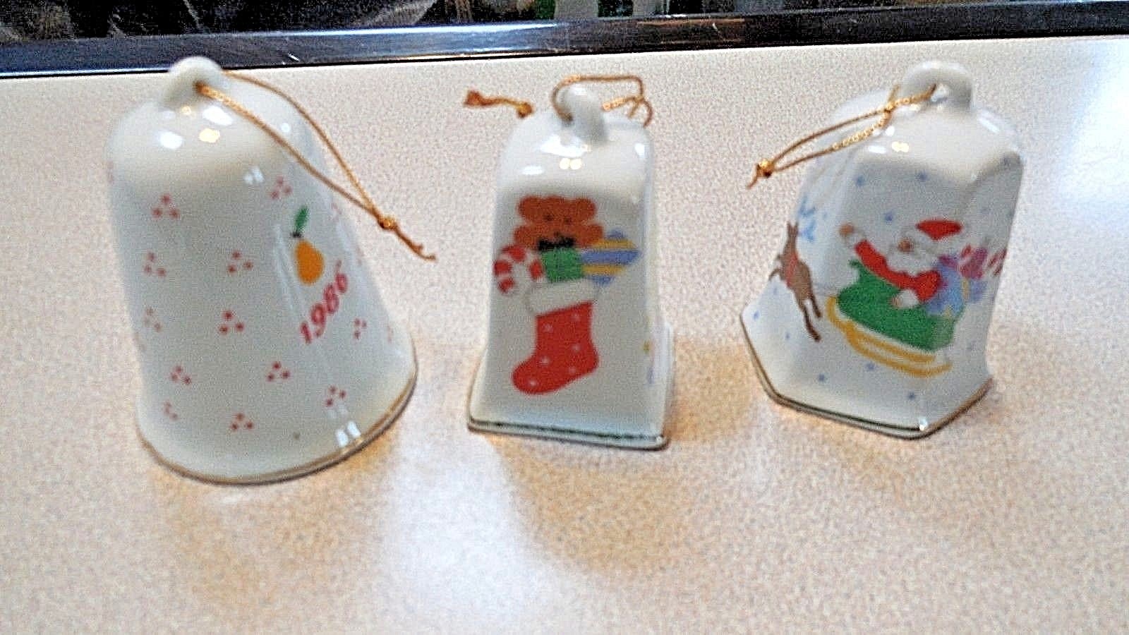 Vintage Lillian Vernon Bells set of 3 Christmas 1986 Tree Ornaments