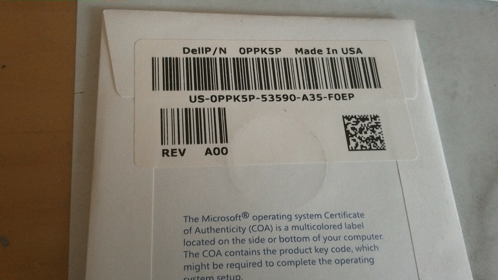 Reinstallation DVD Windows 7 Professional 32-Bit Dell P/N 0PPK5P