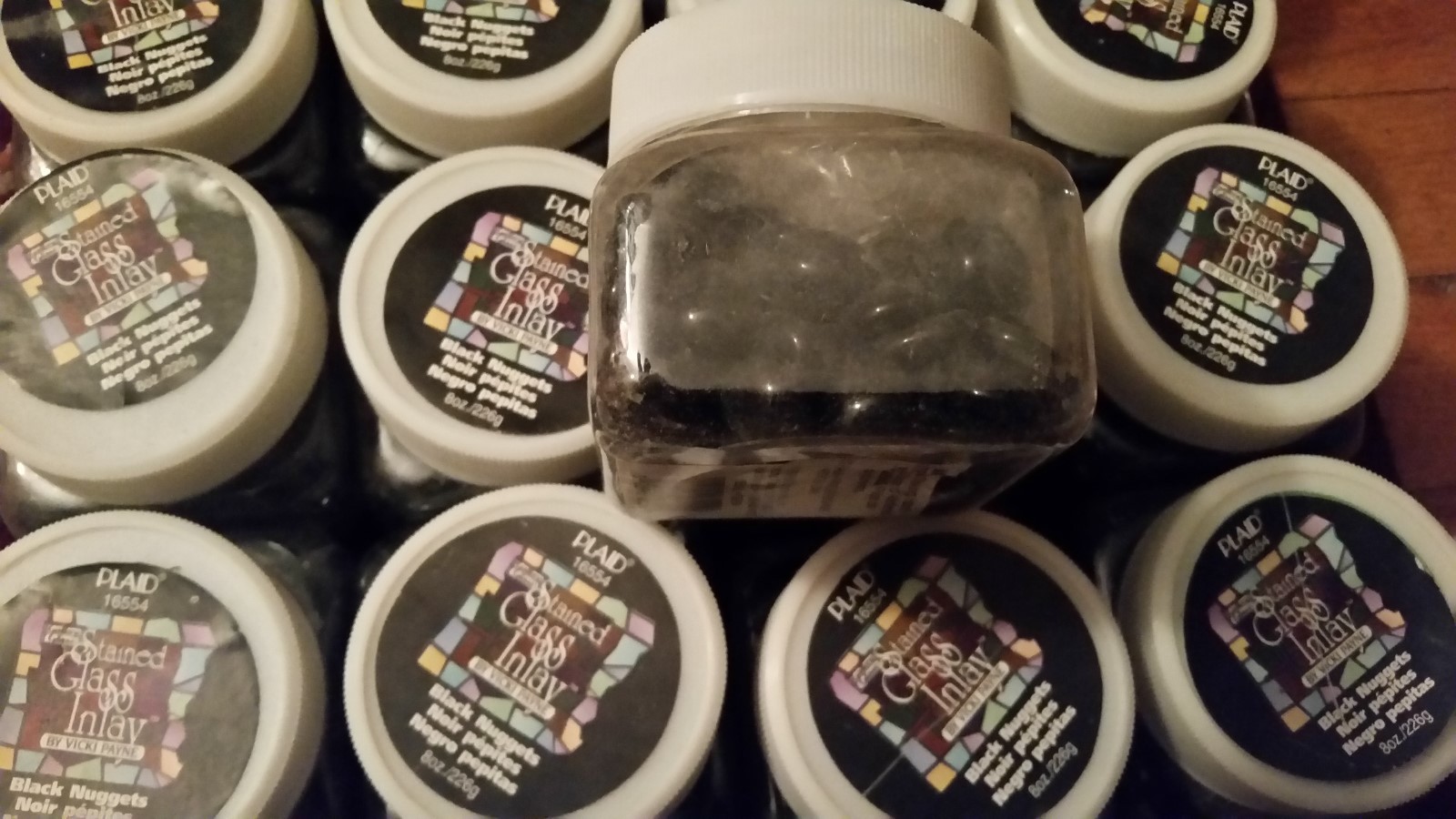 Gallery Glass Plaid Stained Glass Inlay Black Nuggets 16554 Vicki Payne