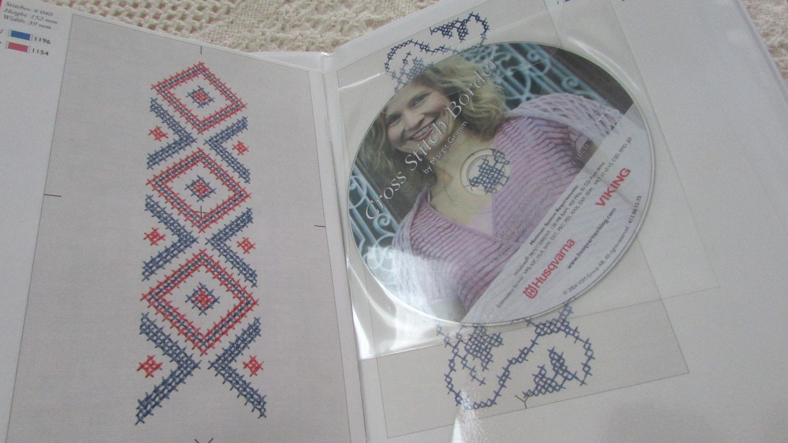 Nice Pre-Own Husqvarna Viking Emb Disk 75 ENDLESS CROSS STITCH Designer 1 & PC