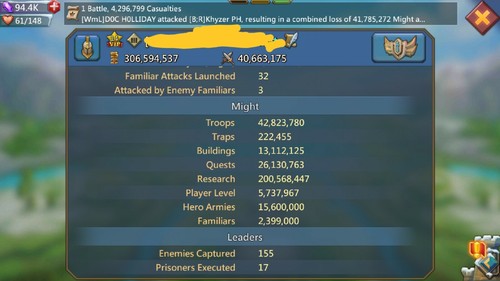 Lords mobile T4 Account, 306mil might , Lots of research + more