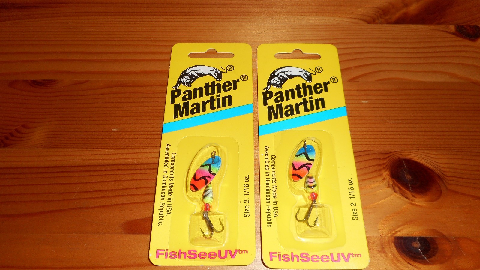 (2) Линейная блесна Panther Martin на 1/16 унции FishSeeUV PMUV BPO для форели — НОВИНКА!