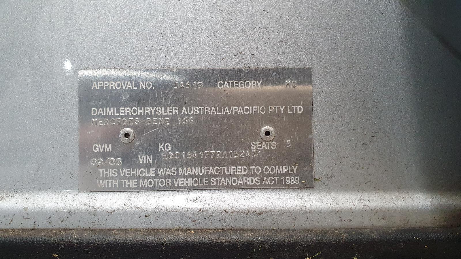 2006 M Class MERCEDES RH WASHER JET W164 09/05-12/11 A1648600647 image 5