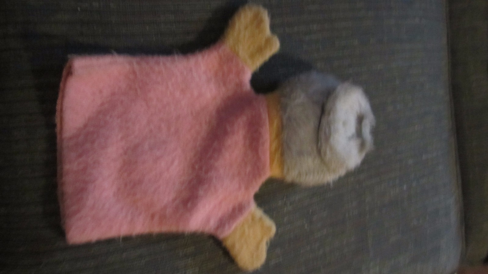 Vintage Furry Pink Dress Granny / Grandma Plush Hand Puppet Spectacles