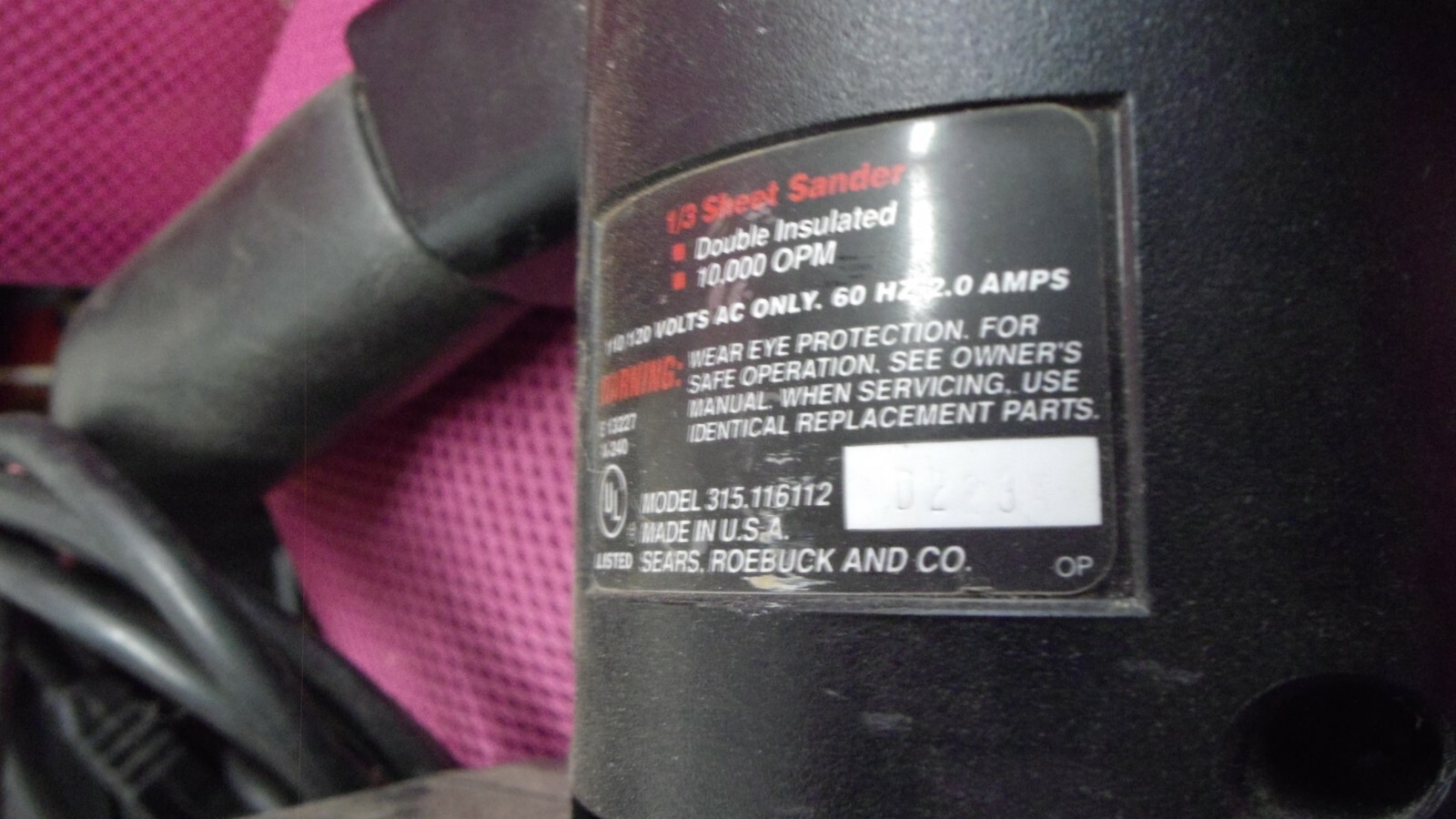 Craftsman 1/6 HP Dual Motion Straight / Orbital Sander Model 315.116112