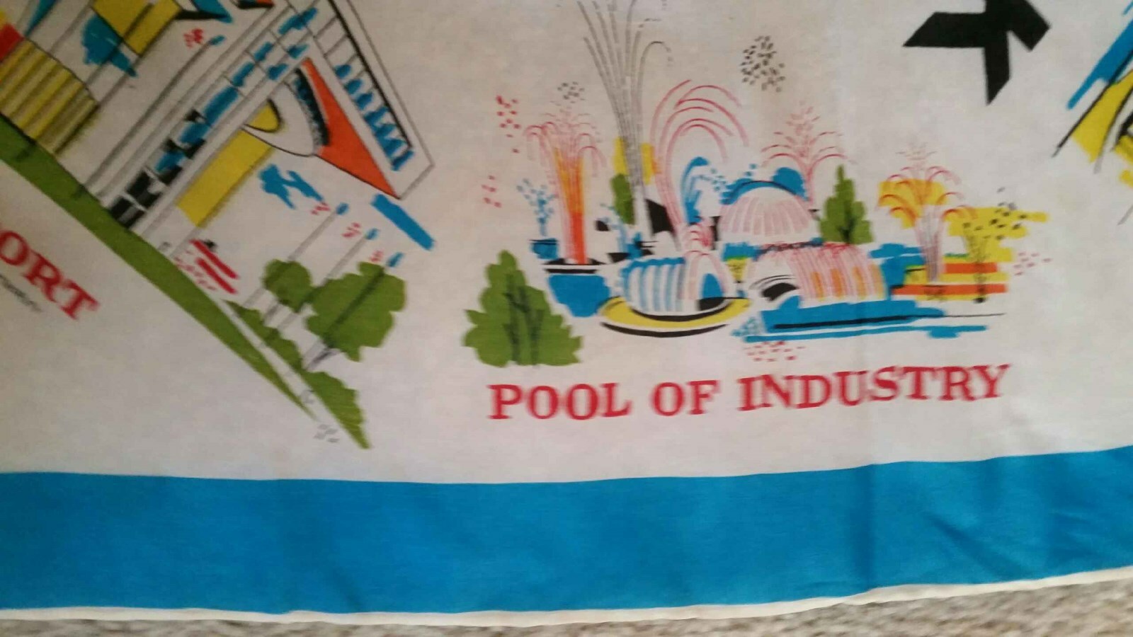 1964-65 New York Worlds Fair Scarf Souvenir 28 x 28 Unisphere, Monorail