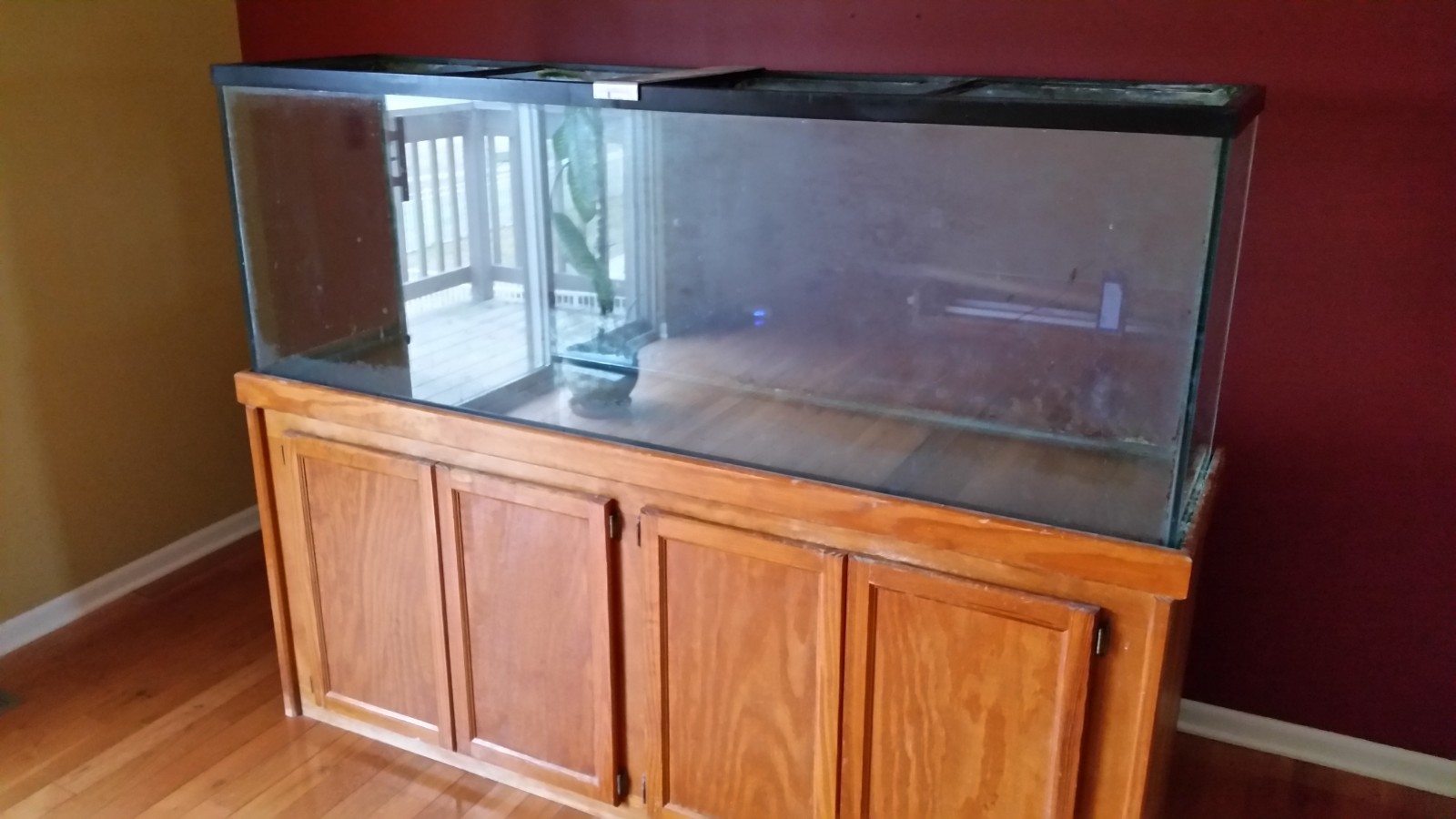 155 Gallon Glass Salt Water Fish Tank with stand , canopy ,lights, ballast empty