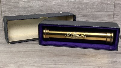 Vintage Belmont Record Brass Funerary Document Casket Coffin Tube With Box 