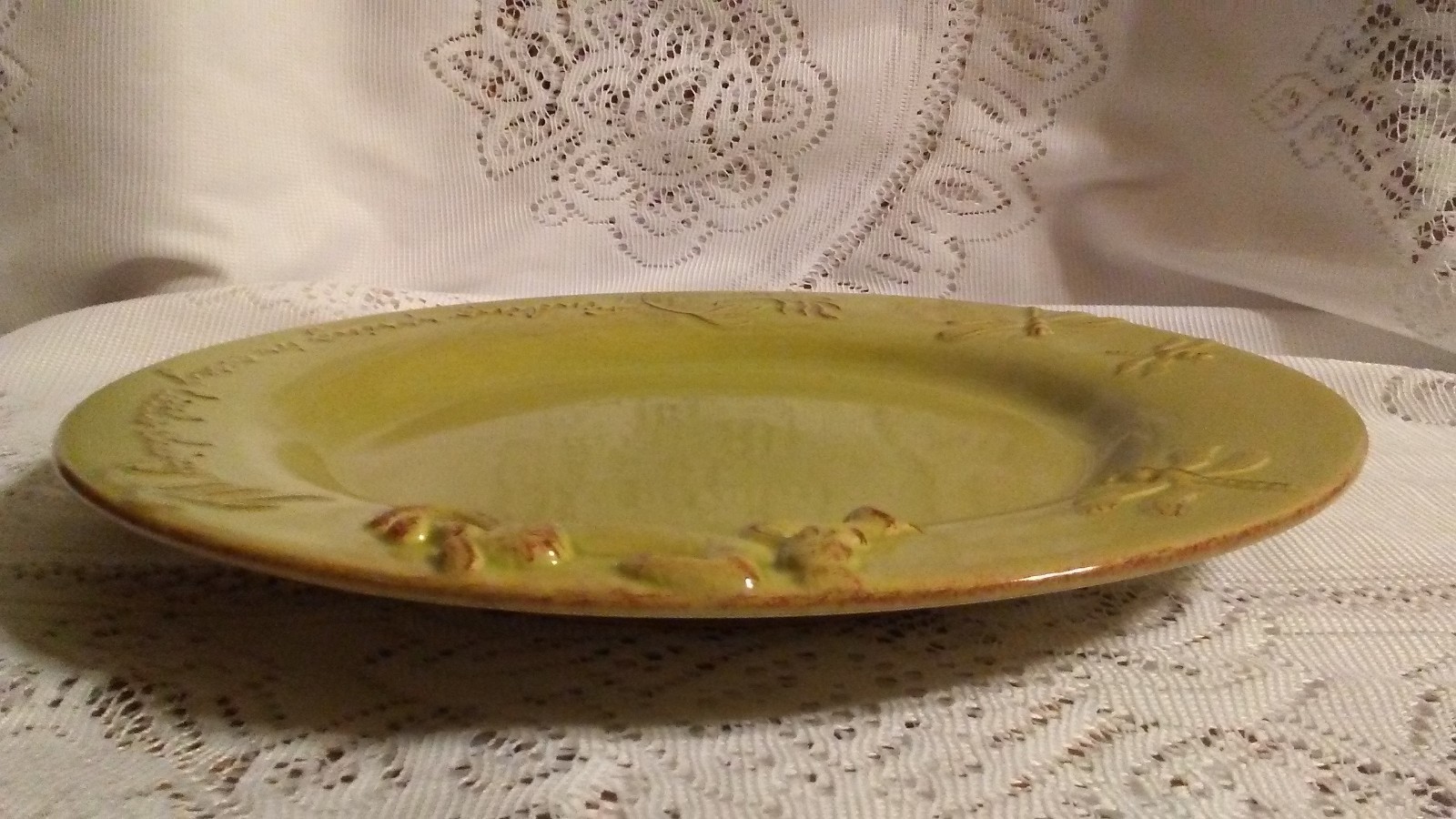 Disney Winnie The Pooh Ceramic Green Platter Plate Dish Microwave dishwasher saf