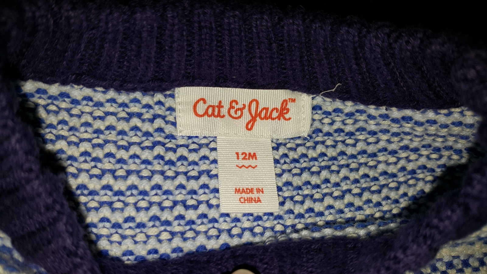 Cat & Jack 12 months baby boy blue pullover sweater - 100% cotton