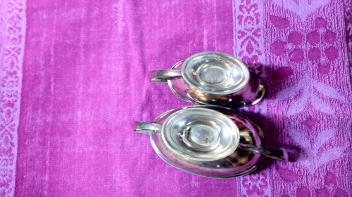 Antique Van Bergh Silver Plate Company Creamer and Sugar Set Tarnished, no dings
