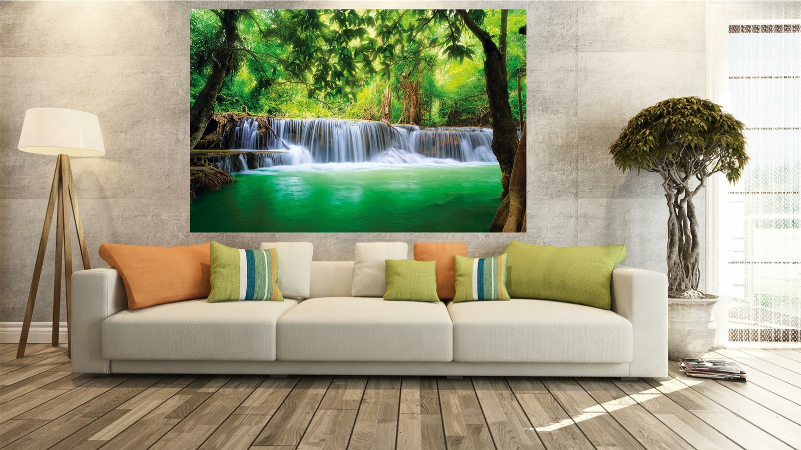 XXL Poster Wasserfall Feng Shui Wandbild Dekoration Paradies Bild Deko