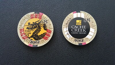 2012 cache creek year of the dragon $8 casino chip unc CHIP NUMBER IS DIFFERENT