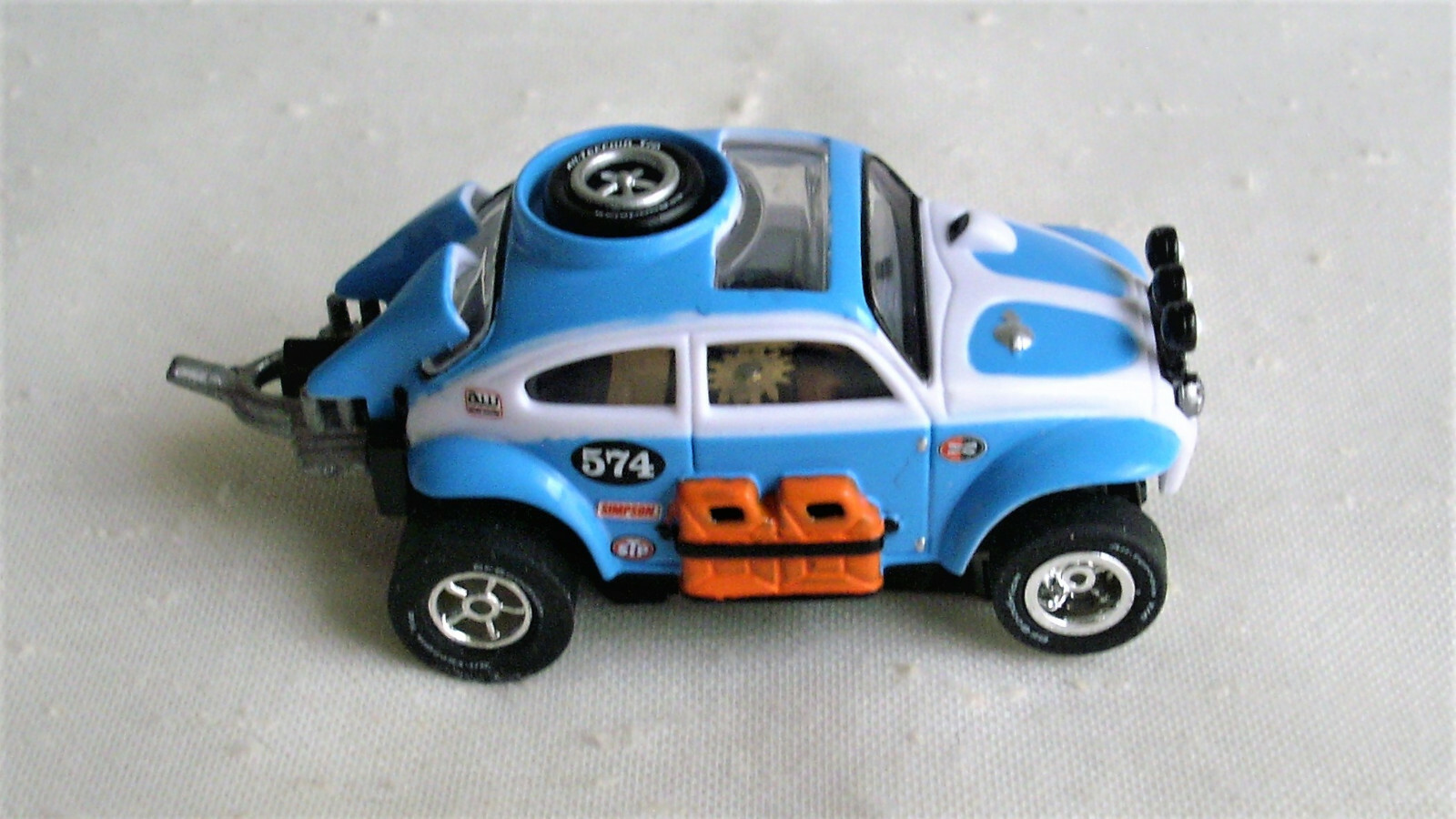 AUTO WORLD EXCLUSIVE VW Baja Bug, Blue & White AW Xtraction Ultra-G HO Slot Car