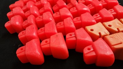 LARGE LOT of 48 Inline Skate Boot Heel Rear Brake Pads Replacement, Neon Orange