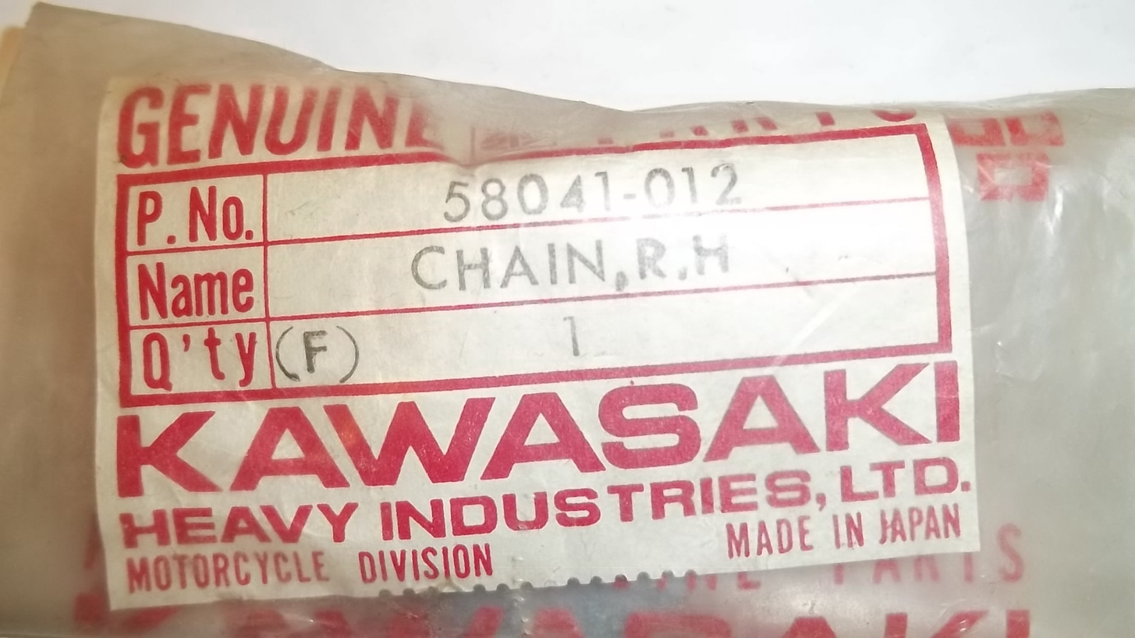 Kawasaki OEM New chain 58041-012 F7 A B C D #0297 | eBay