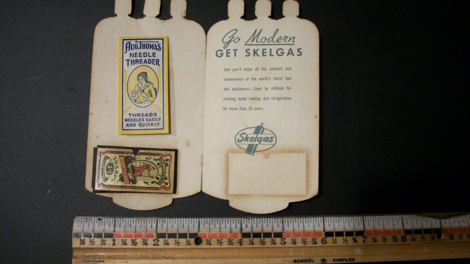 SKELGAS Fuel Needle Threader and Sharps Needles Sewing Advertising Card - Unique