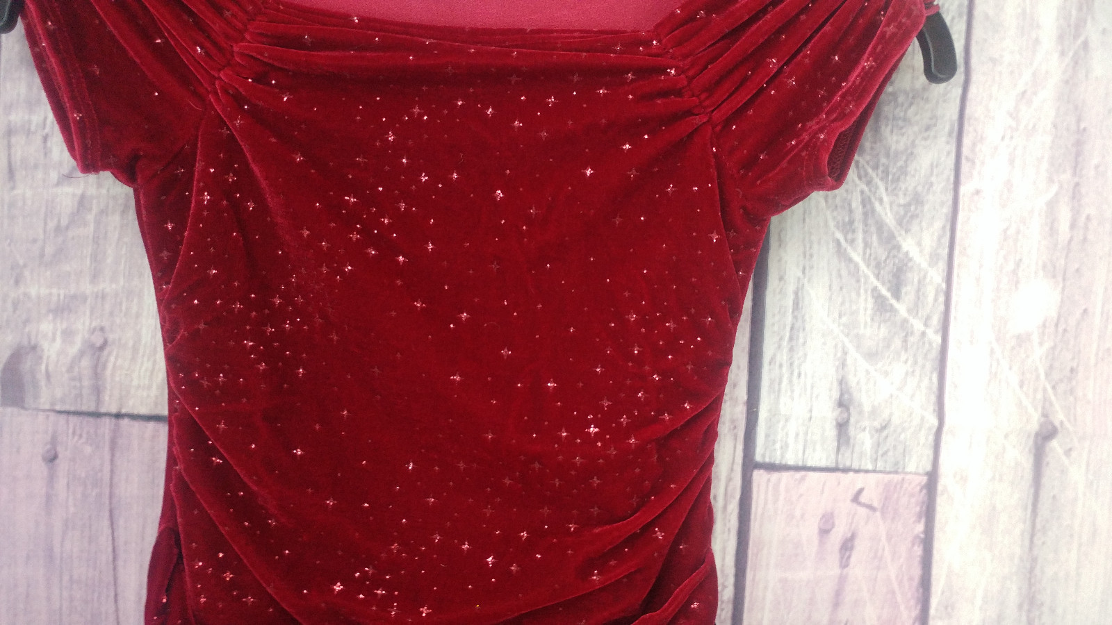 girls size 7 red black crushed velvet wide leg jumpsuit holiday N14