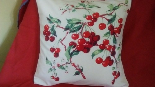 VINTAGE WILENDUR PILLOW SHAM RED CHERRIES