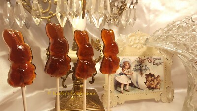 Easter Root Beer Bunnies Clear Toy Candy Lollipops - 5 Lollipops