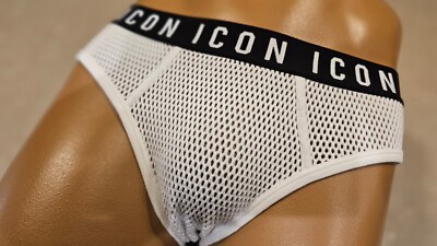 DSQUARED2 ICON NYLON MESH BRIEFS UNDERPANTS SO RARE SO SEXY WHITE M NWOT RRP £85