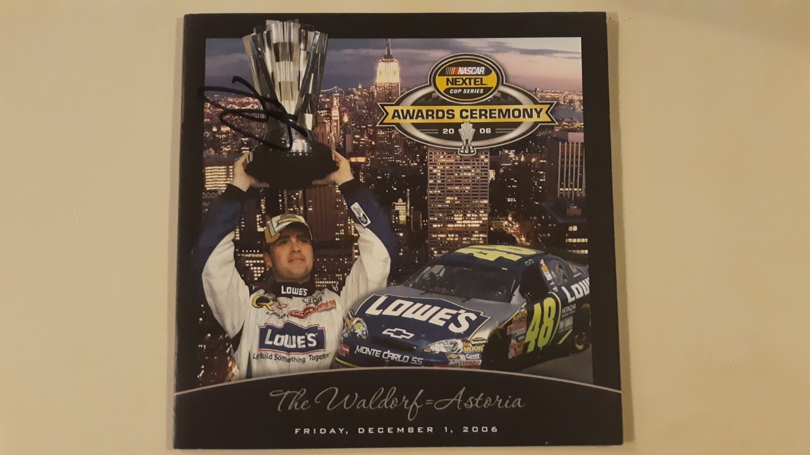 2006 AUTOGRAPHED JIMMIE JOHNSON CHAMPIONSHIP NASCAR AWARDS BANQUET PROGRAM
