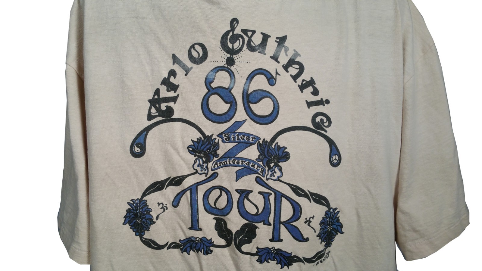 VTG RARE 80s Arlo Guthrie Silver Anniversary Tour 1986 T-Shirt Sz XL Folk Rock