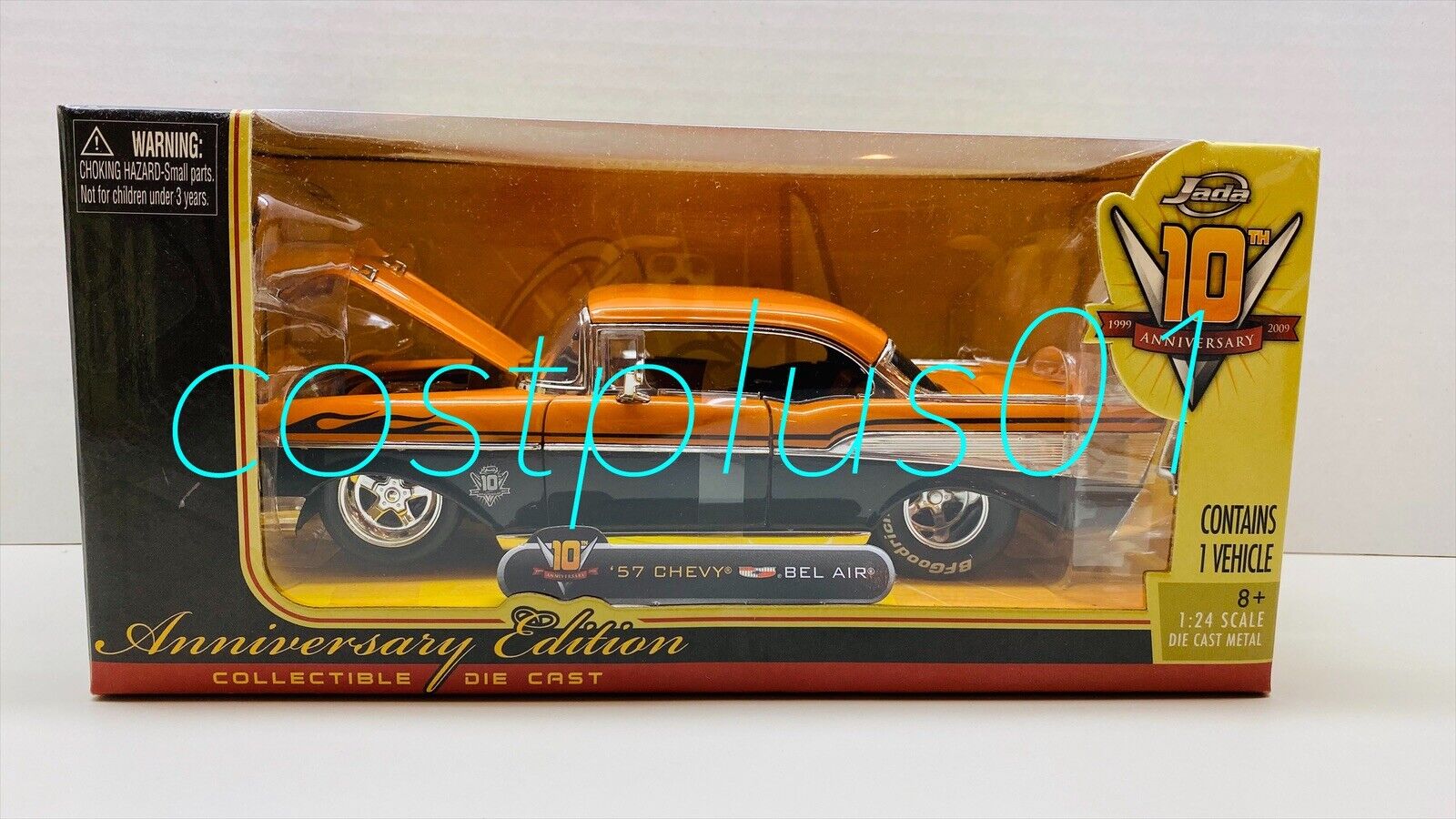 JADA 10TH ANNIVERSARY 1957 CHEVY BEL AIR 1:24 BLACK/ORANGE JADA 10TH ANNIVERSARY 1957 CHEVY BEL AIR 1:24 BLACK/ORANGE