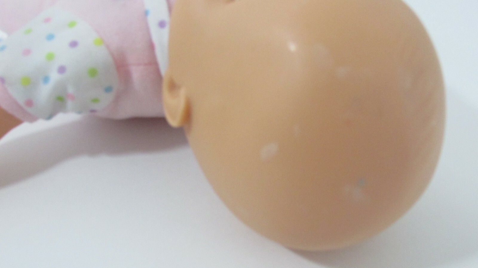 Fisher Price Baby So New Doll Little Mommy pink dots blue eyes USED