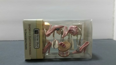 Shower Curtain Hooks Hand-painted. Treasure Pink by Art In Motion.
