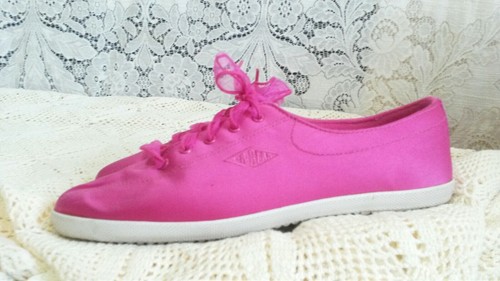 Vintage 1980s Magenta Pink Satin L.A.GEAR Pointy Dance Shoes Size 8 GLAM 80s 90s