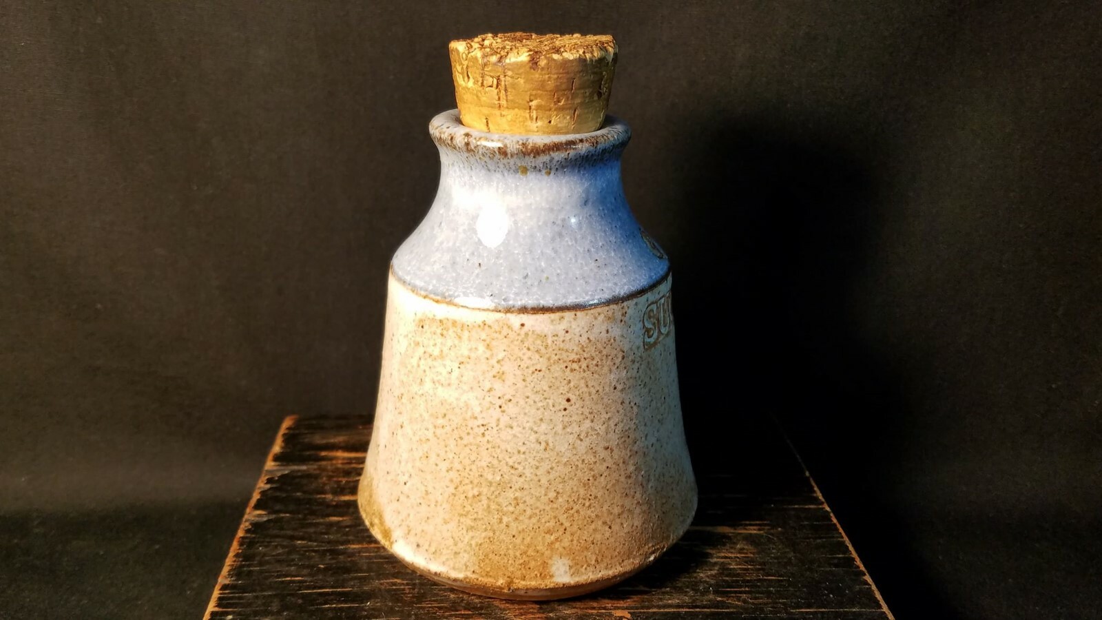 Deneen Pottery Sugar Shaker Stoneware Handmade Blue & Brown 4 3/4