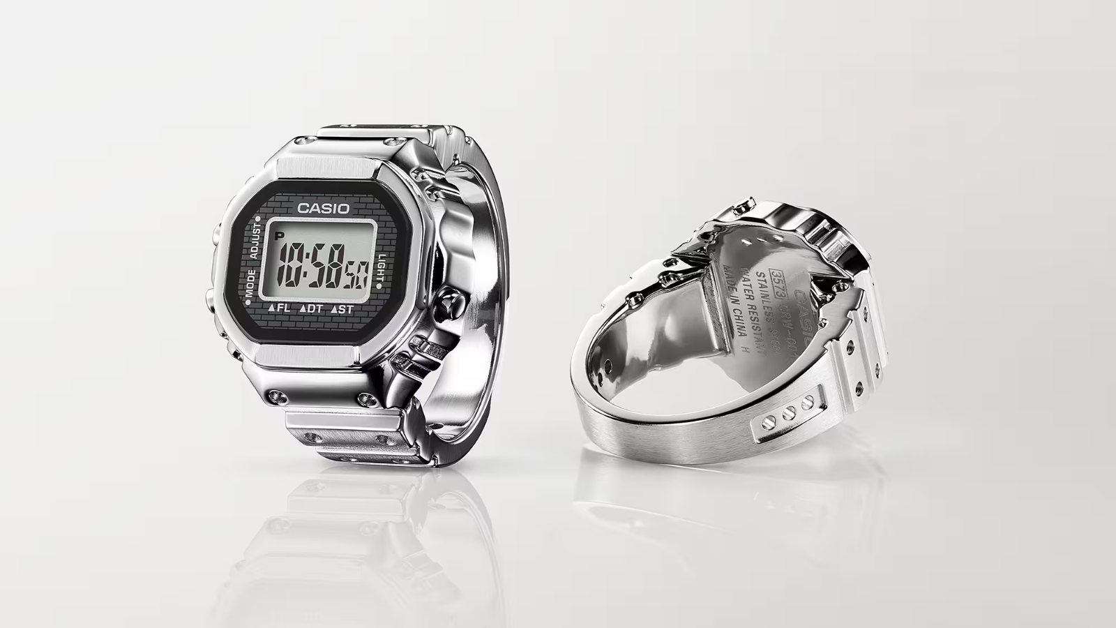 CASIO RING WATCH CRW-001-1JR 新品　未使用 Casio Ring Watch 50th Anniversary Silver CRW-001-1JR w/Size