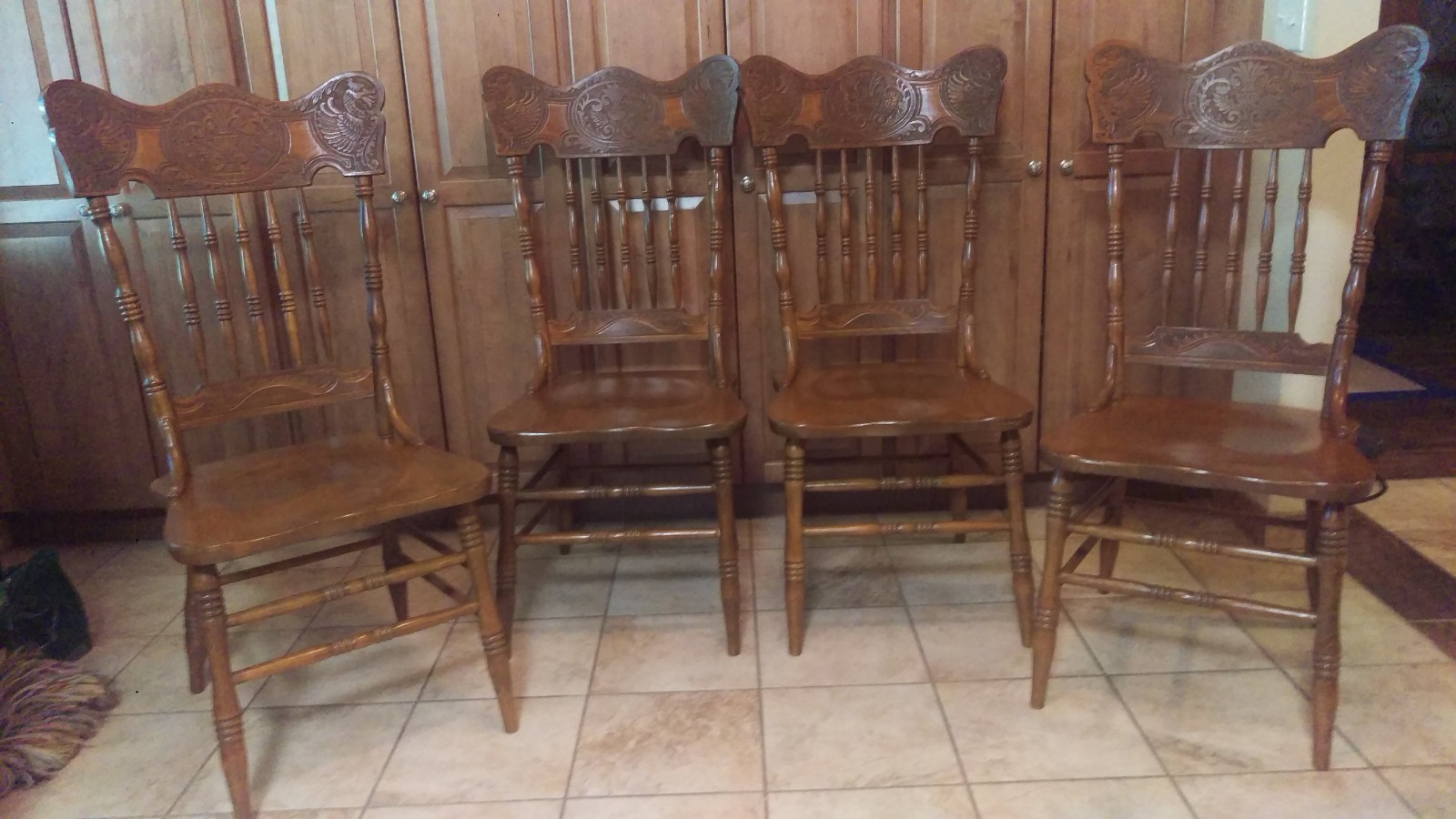 Dragon Carved Antique Oak Dining Chairs (4 of set)