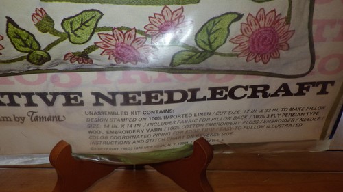 Crewel Pillow Kit Monogrammed Pillow Floral Design Creative Needlecraft 14